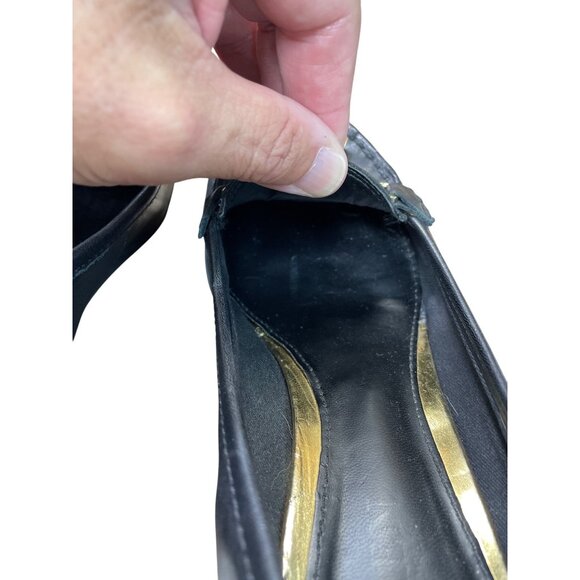 Ralph Lauren Lauren Womens Black Leather Wedge Heels Size 7.5B SKU 9179 - Picture 8 of 14